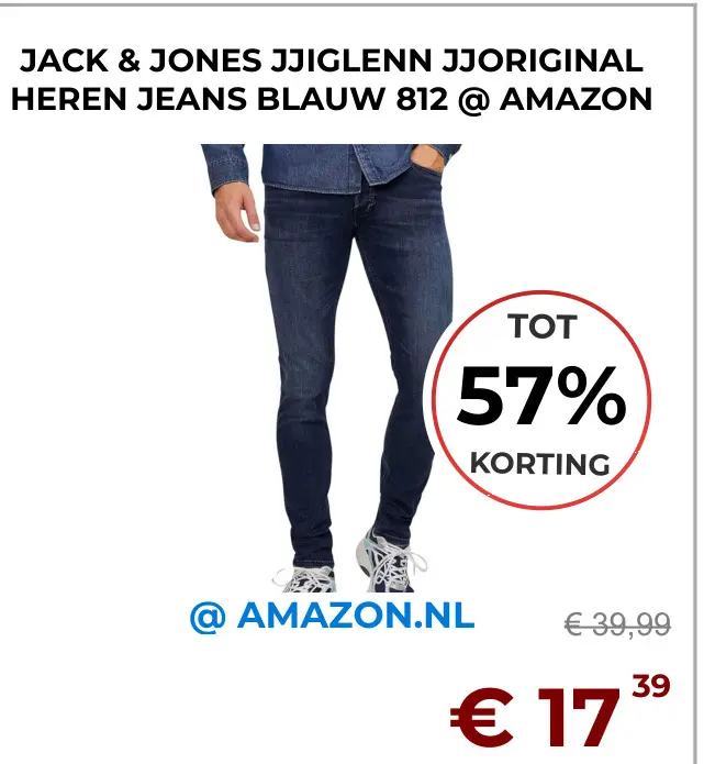 Aanbieding: Jjiglenn jjoriginal heren jeans blauw 812