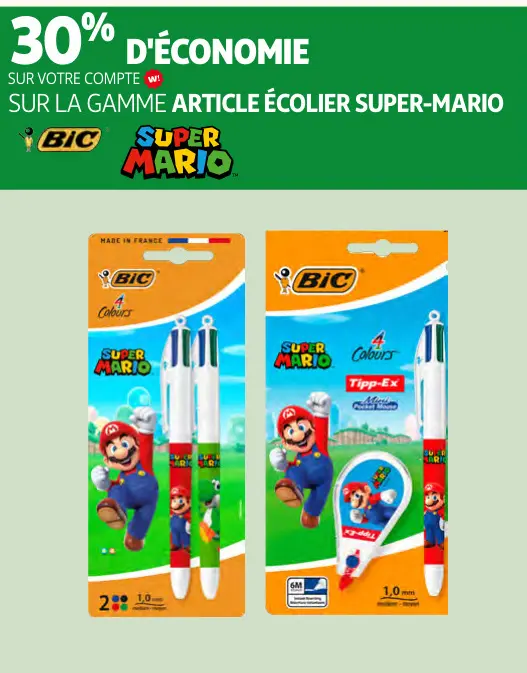 Offre: BIC Super Mario School Supplies