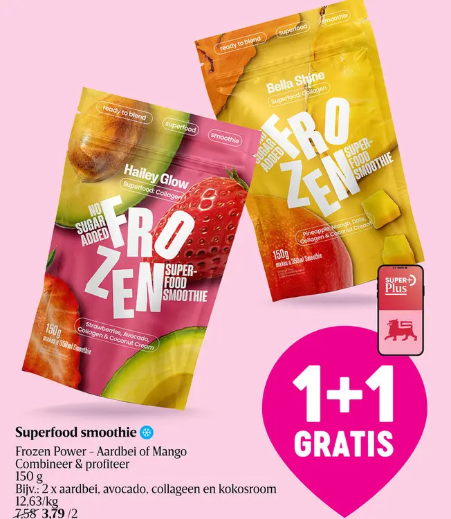 Promotie: Superfood smoothie Frozen Power - Aardbei of 