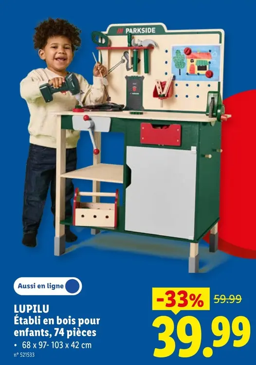 Offre: Établi en bois pour enfants