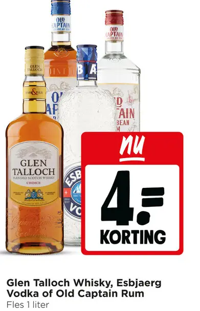 Aanbieding: Glen Talloch Whisky, Esbjaerg Vodka of Old Ca
