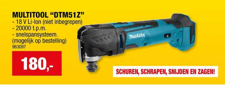 Promotie: Makita DTM51Z accu multitool 18V Li-Ion zonder accu