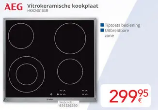 Aanbieding: AEG Vitrokeramische kookplaat HK624010XB