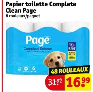 Offre: Papier toilette Complete Clean Page