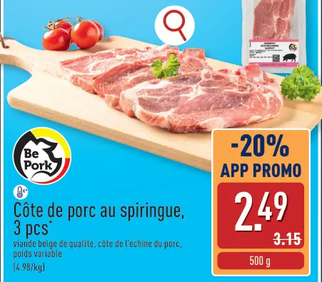 Offre: Côte de porc au spiringue