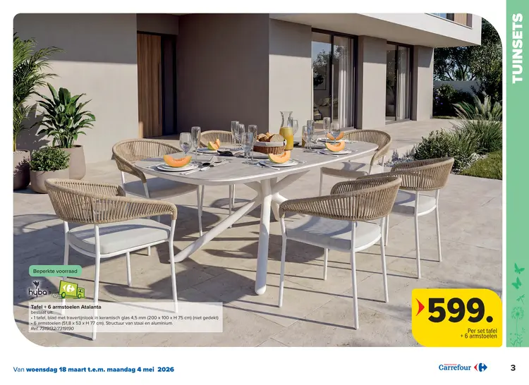 Promotie: Tafel + 6 armstoelen Atalanta