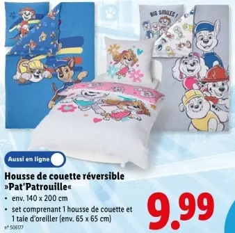 Offre: Housse de couette réversible "Pat'Patrouille"