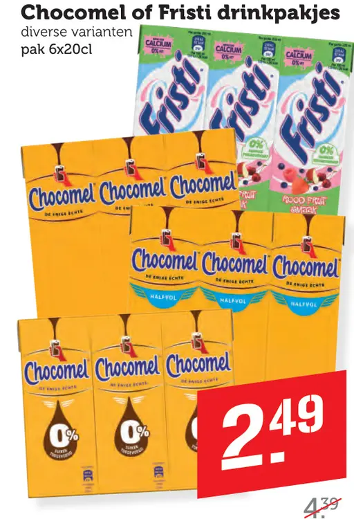 Aanbieding: Chocomel of Fristi drinkpakjes