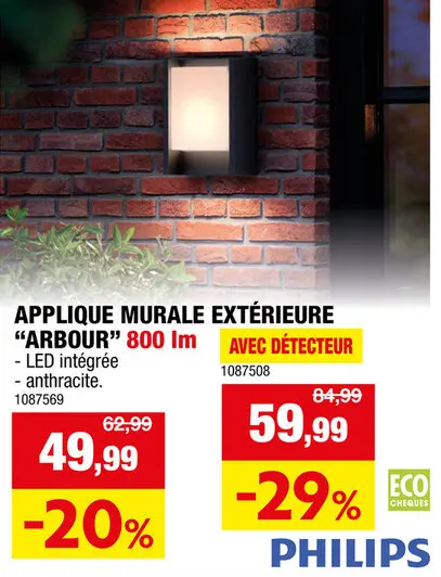 Offre: Philips Arbour applique murale extérieure LED 3,8W anthracite
