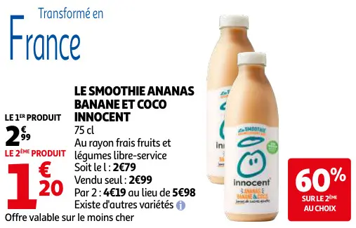 Promotie: Smoothie ananas banane et coco
