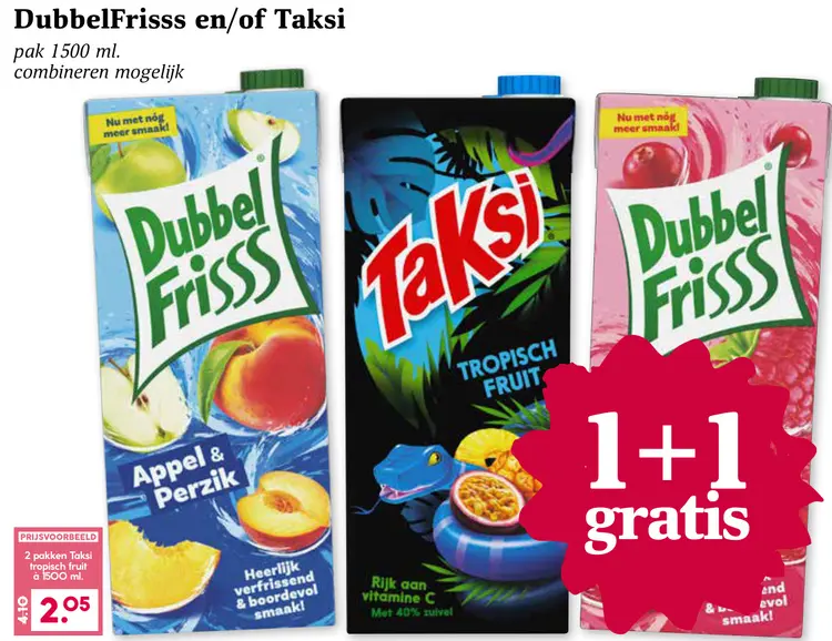 Aanbieding: DubbelFrisss en/of Taksi