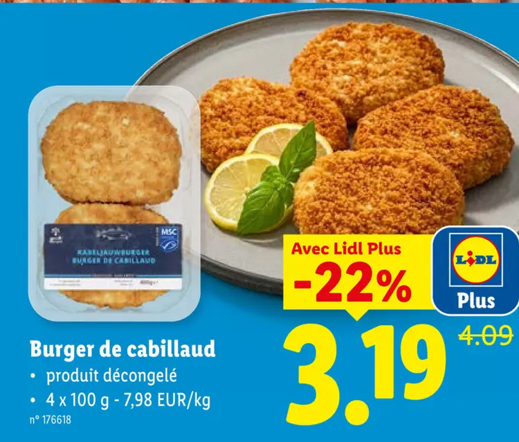 Offre: Burger de cabillaud