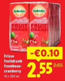 Aanbieding: Frisse fruitdrank framboos-cranberry