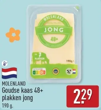 Aanbieding: Goudse kaas 48+ plakken jong