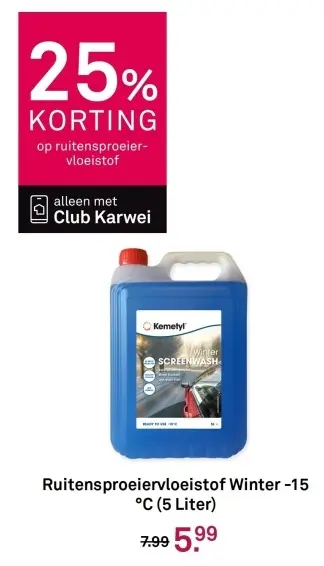 Aanbieding: Ruitensproeiervloeistof Winter -15 graden (5 liter)