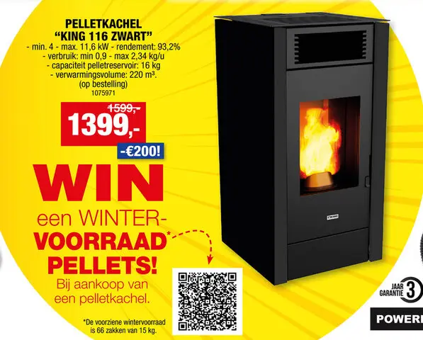 Aanbieding: Pelletkachel "king 116 zwart"