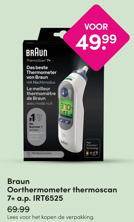 Aanbieding: Braun Oorthermometer thermoscan 7+ a.p. IRT65