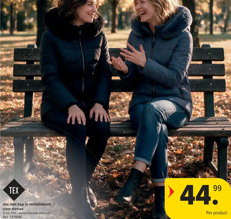 Promotie: Jas met kap in imitatiebont voor dames