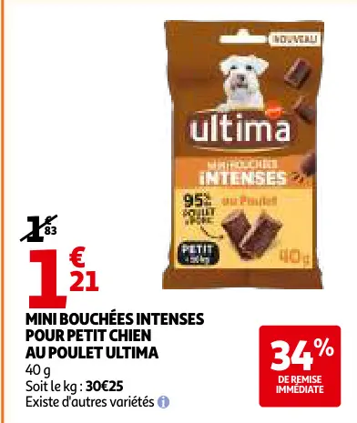 Promotie: Mini bouchées intenses pour petit chien au poulet