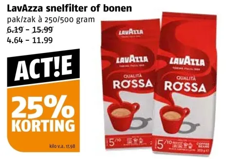 Aanbieding: LavAzza snelfilter of bonen