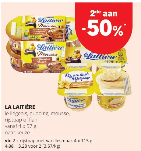 Promotie: LA LAITIÈRE le liégeois, pudding, mousse, rijstpap of flan