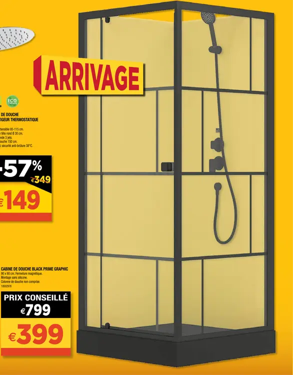 Aanbieding: Cabine de douche black prime graphic