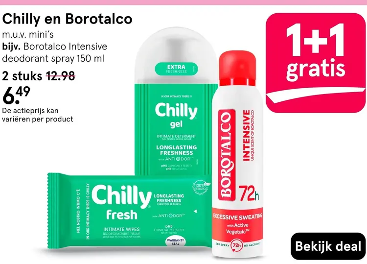 Aanbieding: Chilly en Borotalco