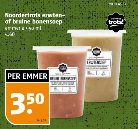 Aanbieding: Noordertrots erwten- of bruine bonensoep