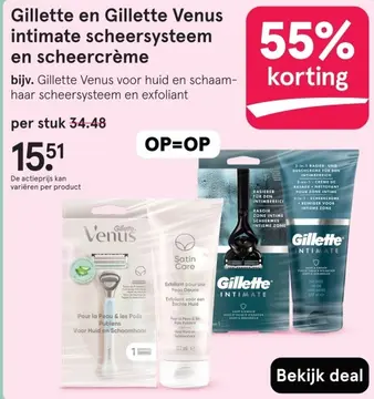 Aanbieding: Gillette en Gillette Venus intimate scheersysteem en scheercreme
