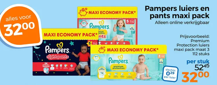 Aanbieding: Pampers luiers en pants maxi pack