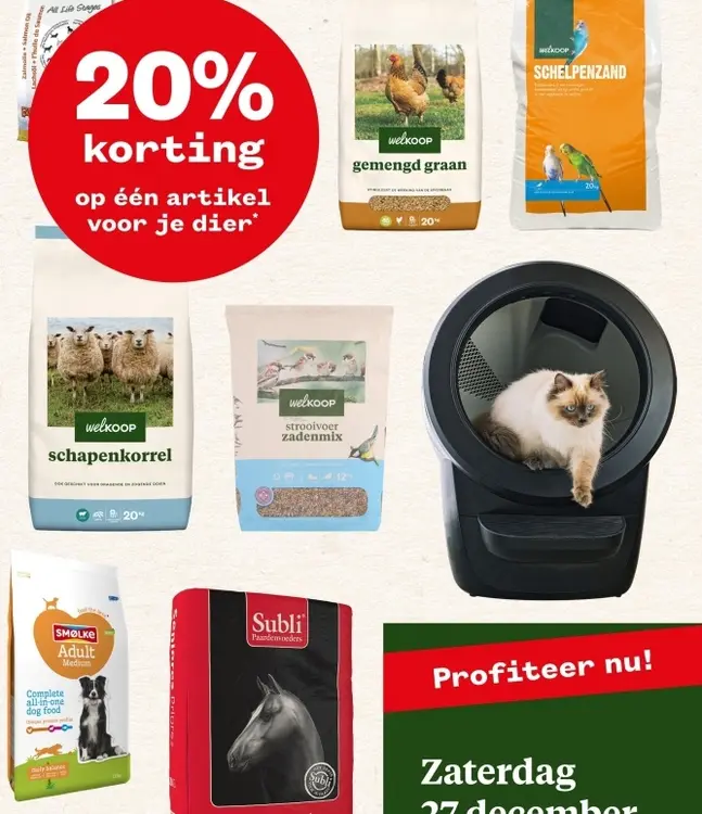 Aanbieding: 20% korting op één artikel voor je dier
