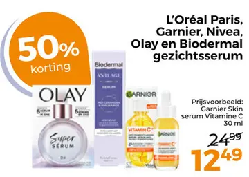 Aanbieding: L'Oréal Paris, Garnier, Nivea, Olay en Bioderdermal gezichtsserum