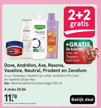Aanbieding: Dove, Andrélon, Axe, Rexona Vaseline, Neutral, Prodent en Zendium