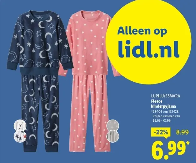 Aanbieding: Fleece kinderpyjama