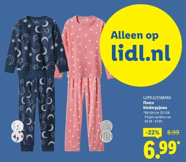 Aanbieding: Fleece kinderpyjama