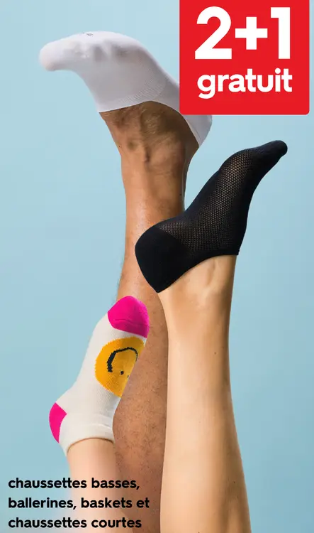 Offre: chaussettes basses, ballerines, baskets et chaussettes courtes