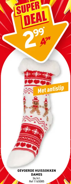 Promotie: Gevoerde huissokken dames
