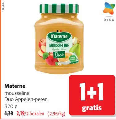 Promotie: Materne mousseline Duo Appelen-peren