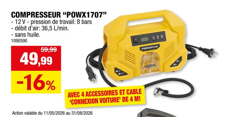 Offre: Powerplus POWX1707 compresseur 120W