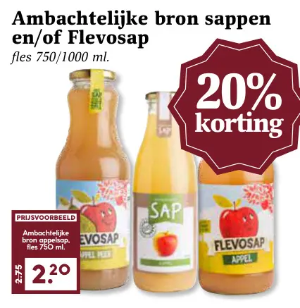 Aanbieding: Ambachtelijke bron sappen en/of Flevosap