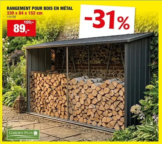 Offre: Garden Plus abri bà»ches 300x84x152 cm métal