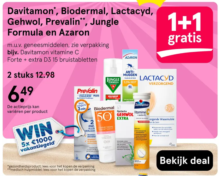 Aanbieding: Davitamon, Biodermal, Lactacyd, Gehwol, Prevalin, Jungle Formula en Azaron