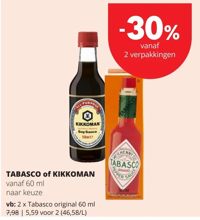 Promotie: TABASCO of KIKKOMAN