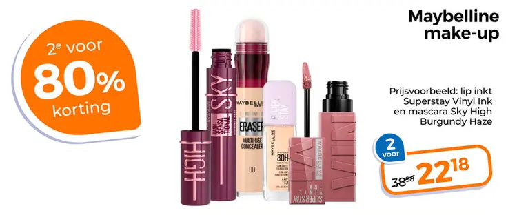 Aanbieding: lip inkt Superstay Vinyl Ink en mascara Sky High
