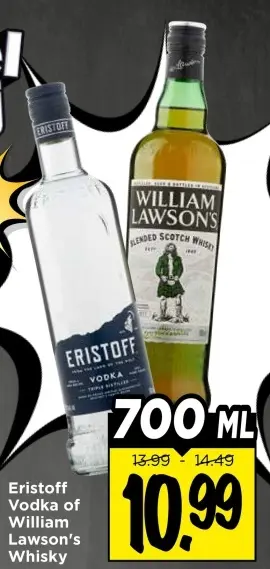 Aanbieding: Eristoff Vodka of William Lawson's Whisky
