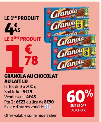 Promotie: Granola au chocolat au lait
