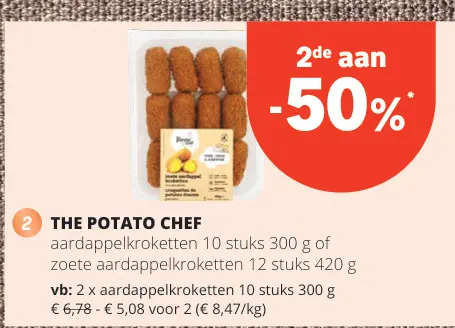 Promotie: aardappelkroketten of zoete aardappelkroketten