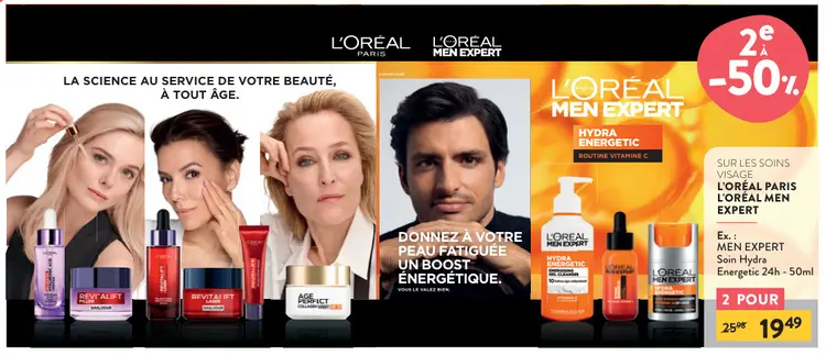 Offre: Les soins de visage L'Oréal Paris ou Men