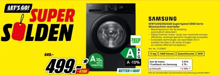 Promotie: WW1UDG5B25AB SuperSpeed 5000 Serie Wasmachine