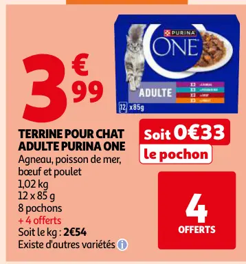 Offre: Terrine pour chat adulte PURINA ONE